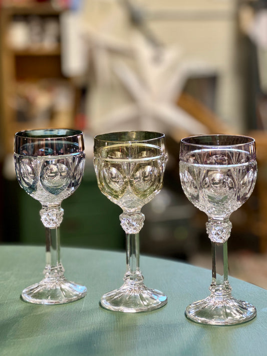 Vintage Nachtmann crystal wine glasses Napoleon pattern colored goblets set