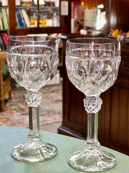 Set of colored crystal wine glasses purple Nachtmann cut glass