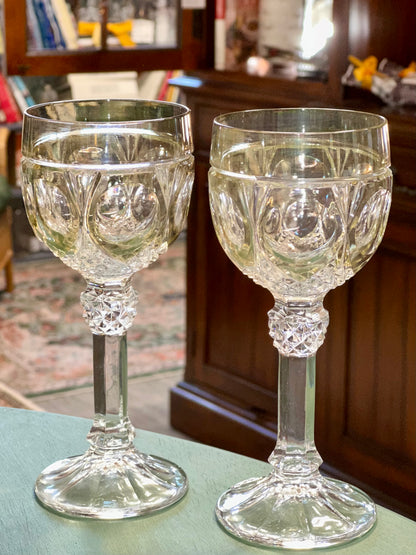 Set of colored crystal wine glasses amber Nachtmann cut glass