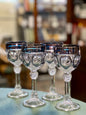 Set of colored crystal wine glasses blue Nachtmann cut glass