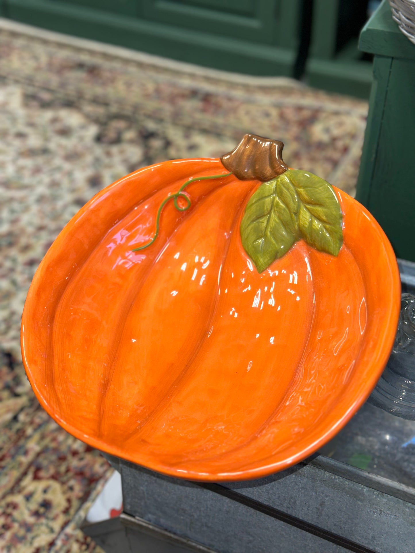 harvest ceramic pumpkin bowl vintage serving dish