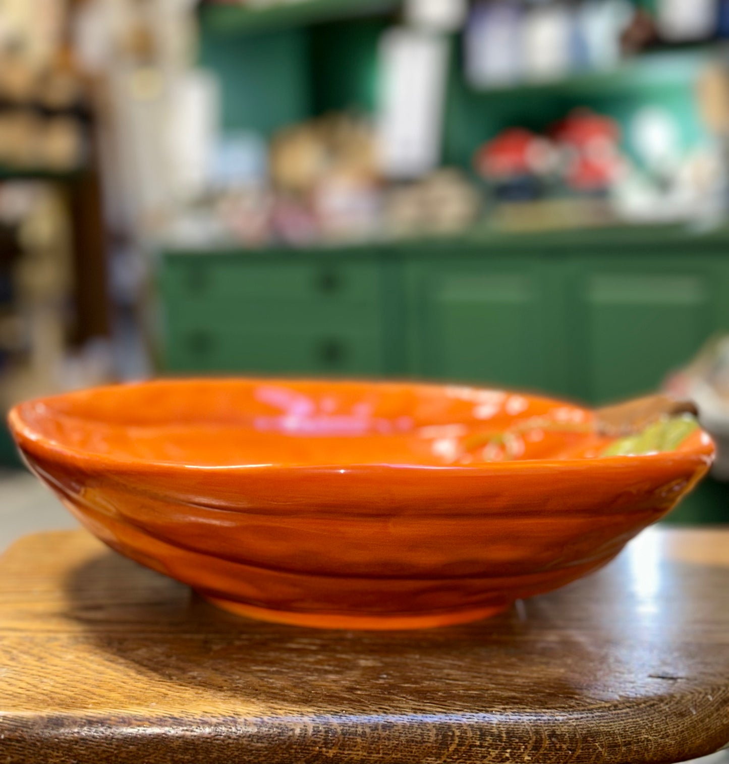 Orange ceramic bowl vintage harvest and home decor