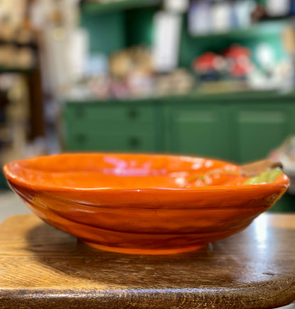 Orange ceramic bowl vintage harvest and home decor