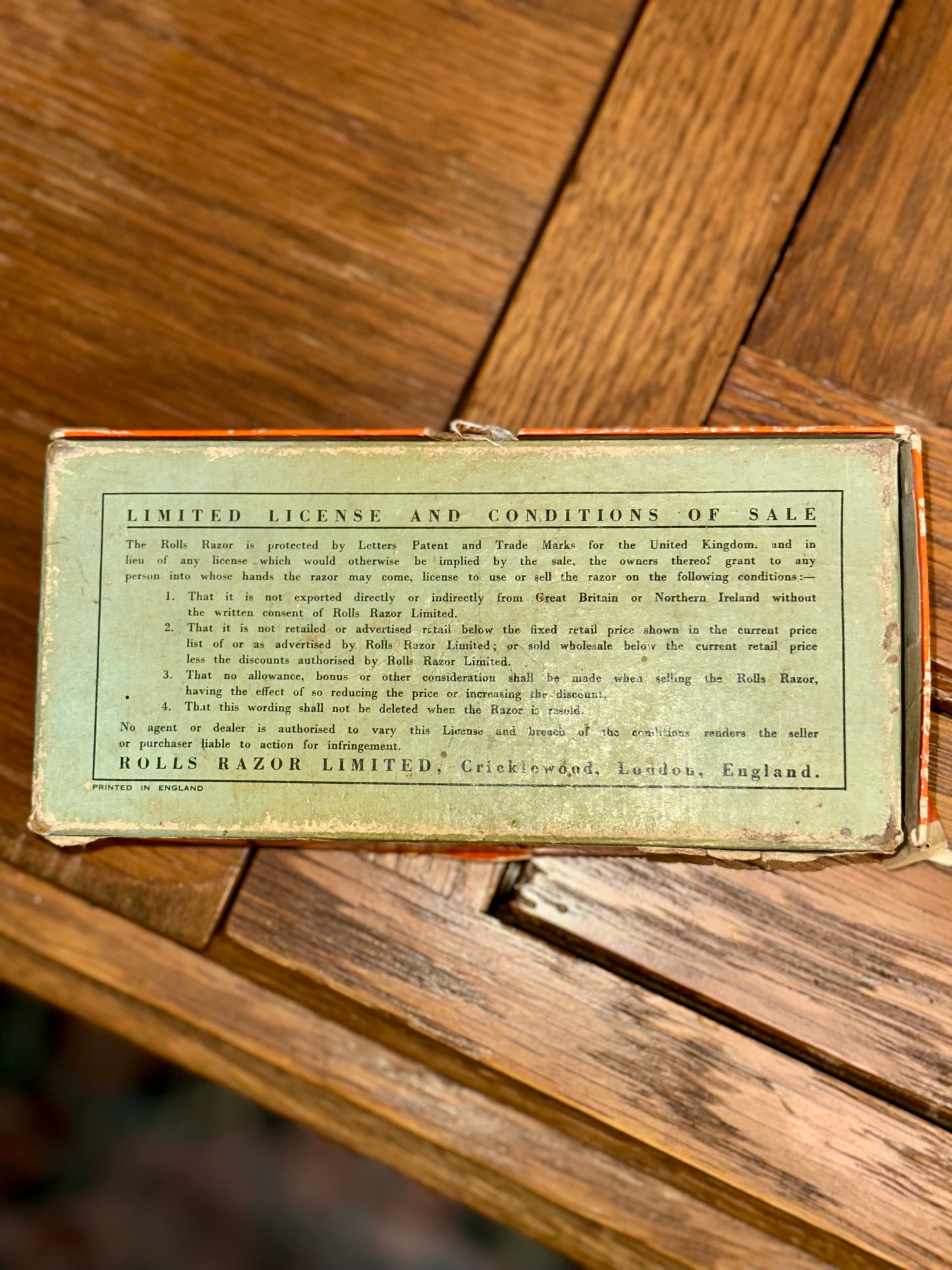 rolls razor box underside england original packaging vintage razor