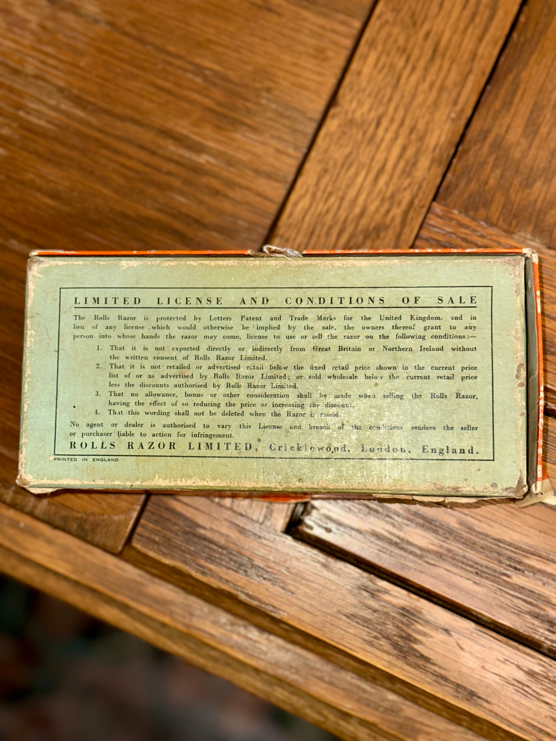 rolls razor box underside england original packaging vintage razor