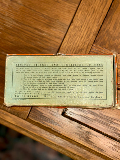 rolls razor box underside england original packaging vintage razor