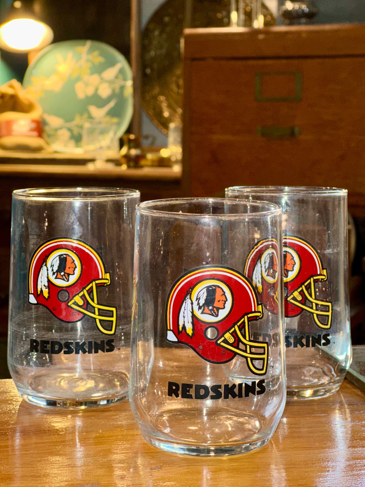 Classic NFL football memorabilia glassware