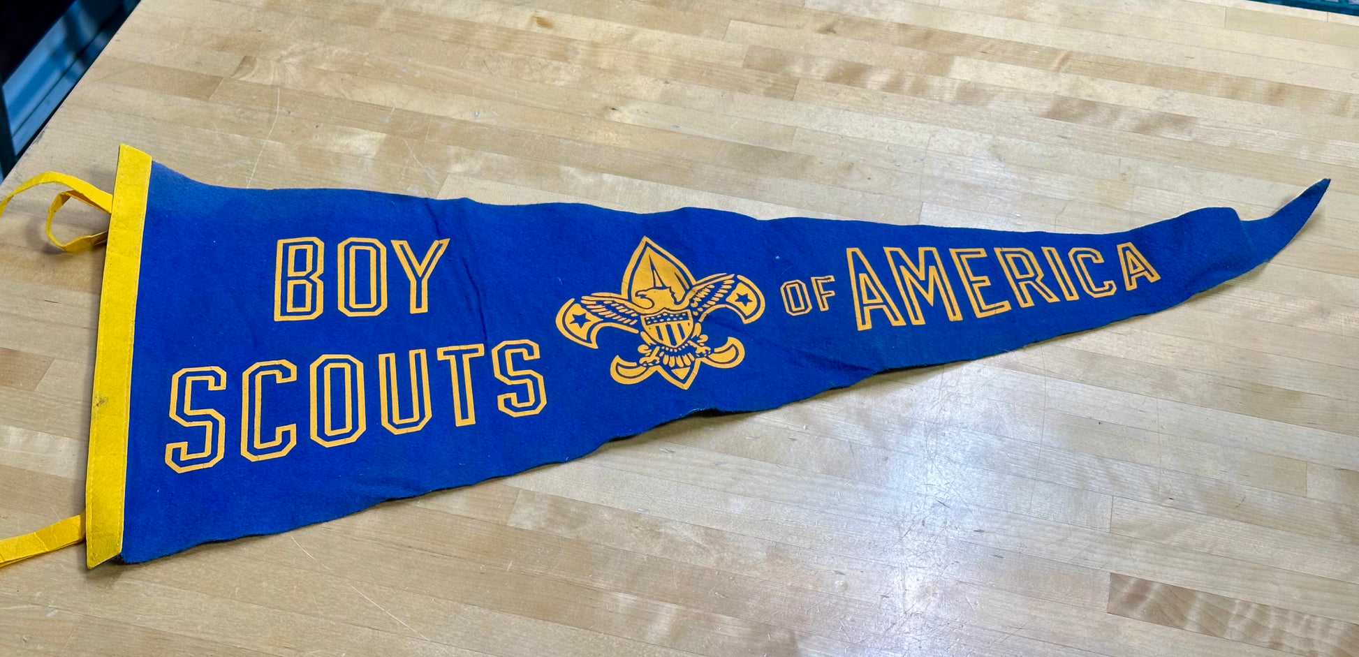 Vintage Boy Scouts of America blue felt pennant banner