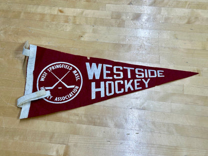 Westside Hockey Association vintage red felt pennant
