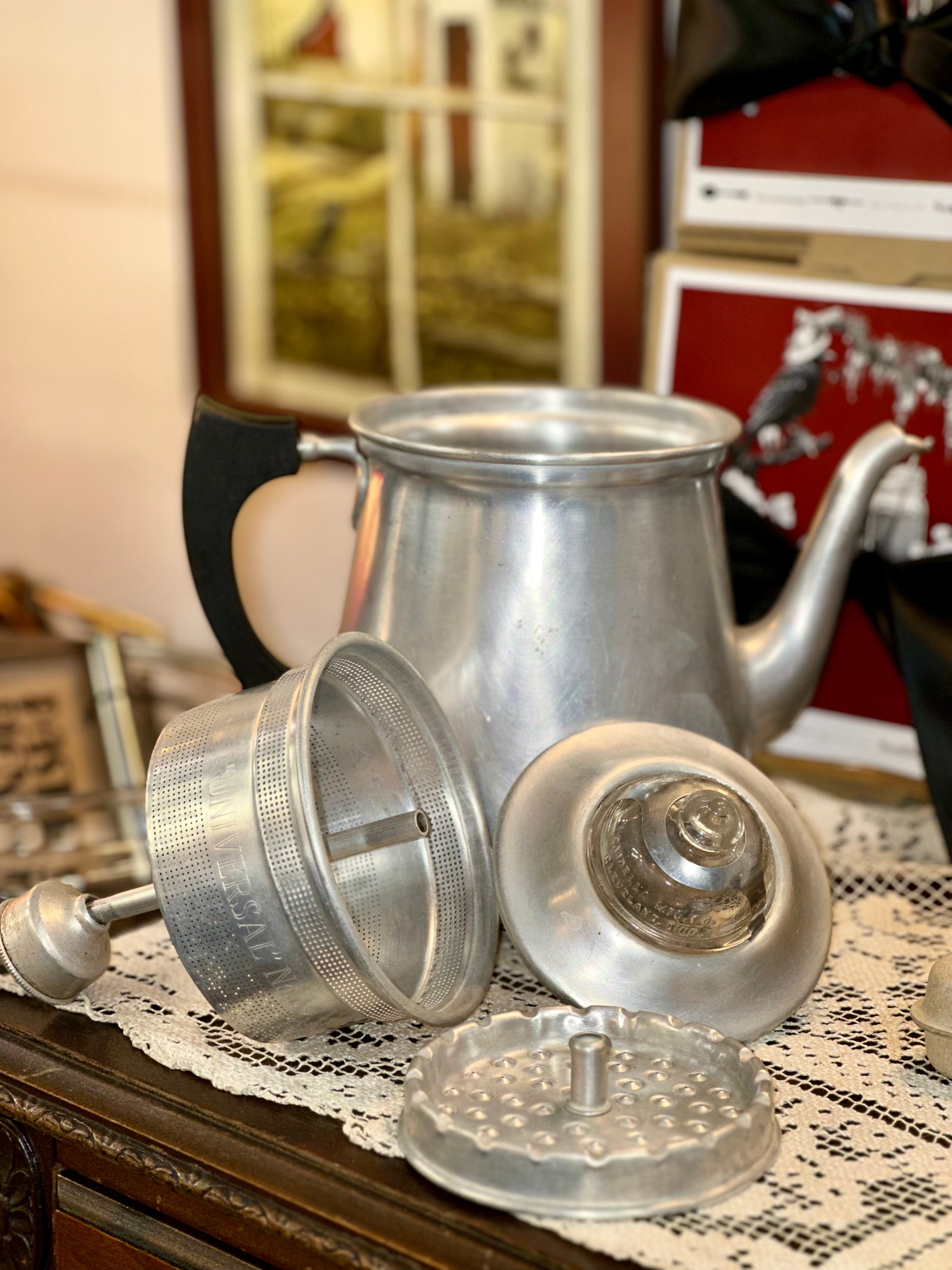 Mid century Universal percolator coffee maker for farmhouse cabin kitchen decor