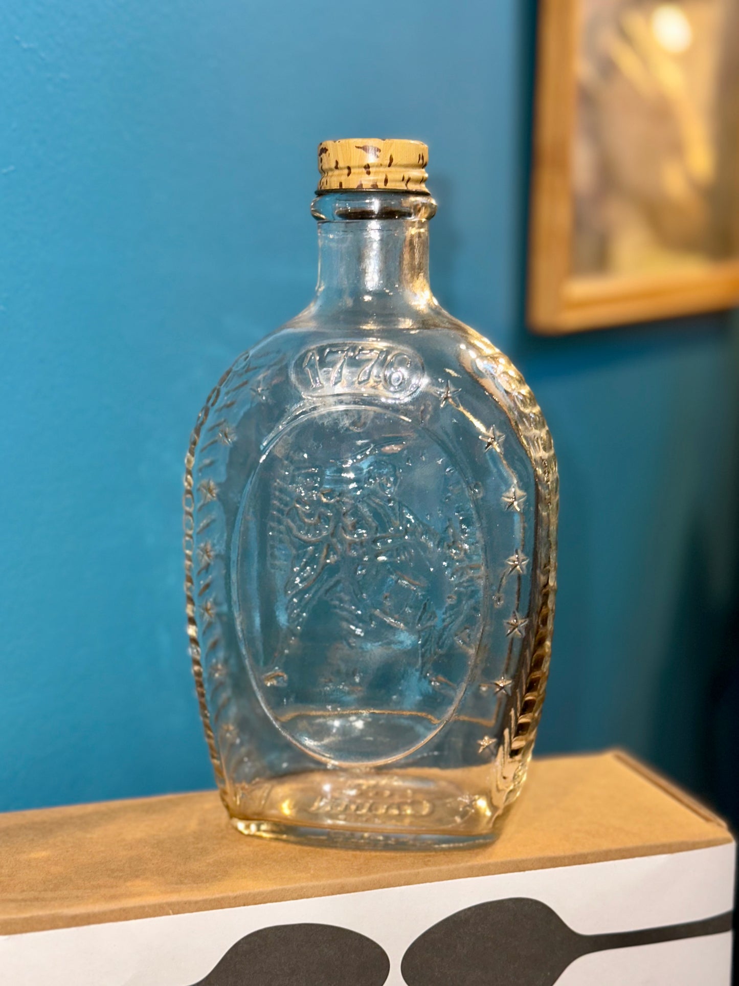 Vintage 1776 Bicentennial glass decanter bottle 