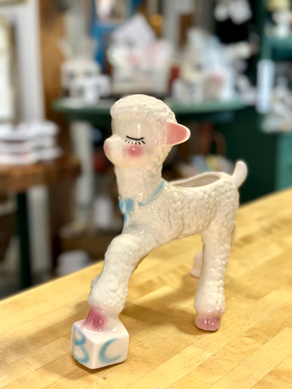 Vintage ceramic lamb planter home decor