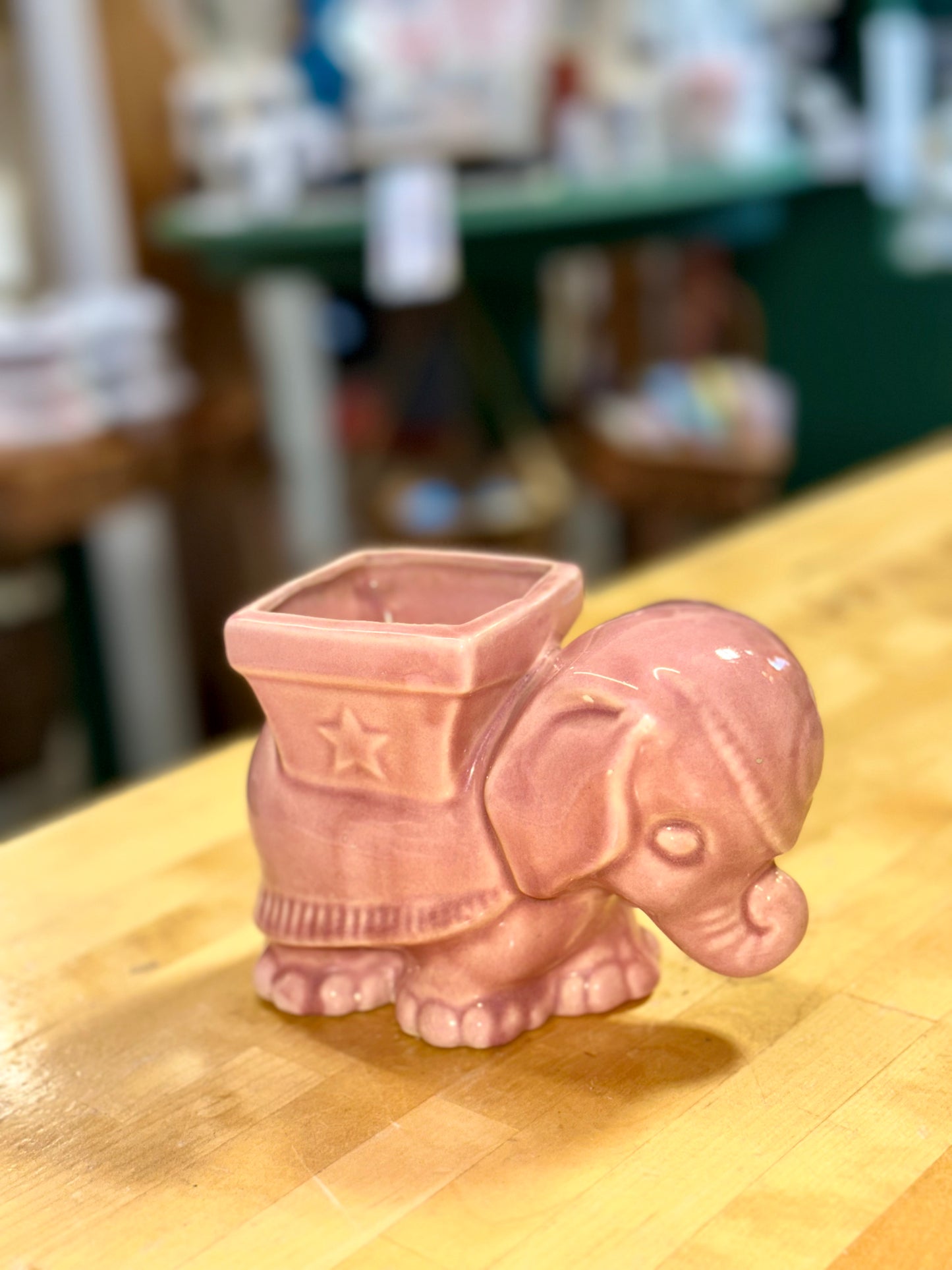 Pink ceramic elephant planter 