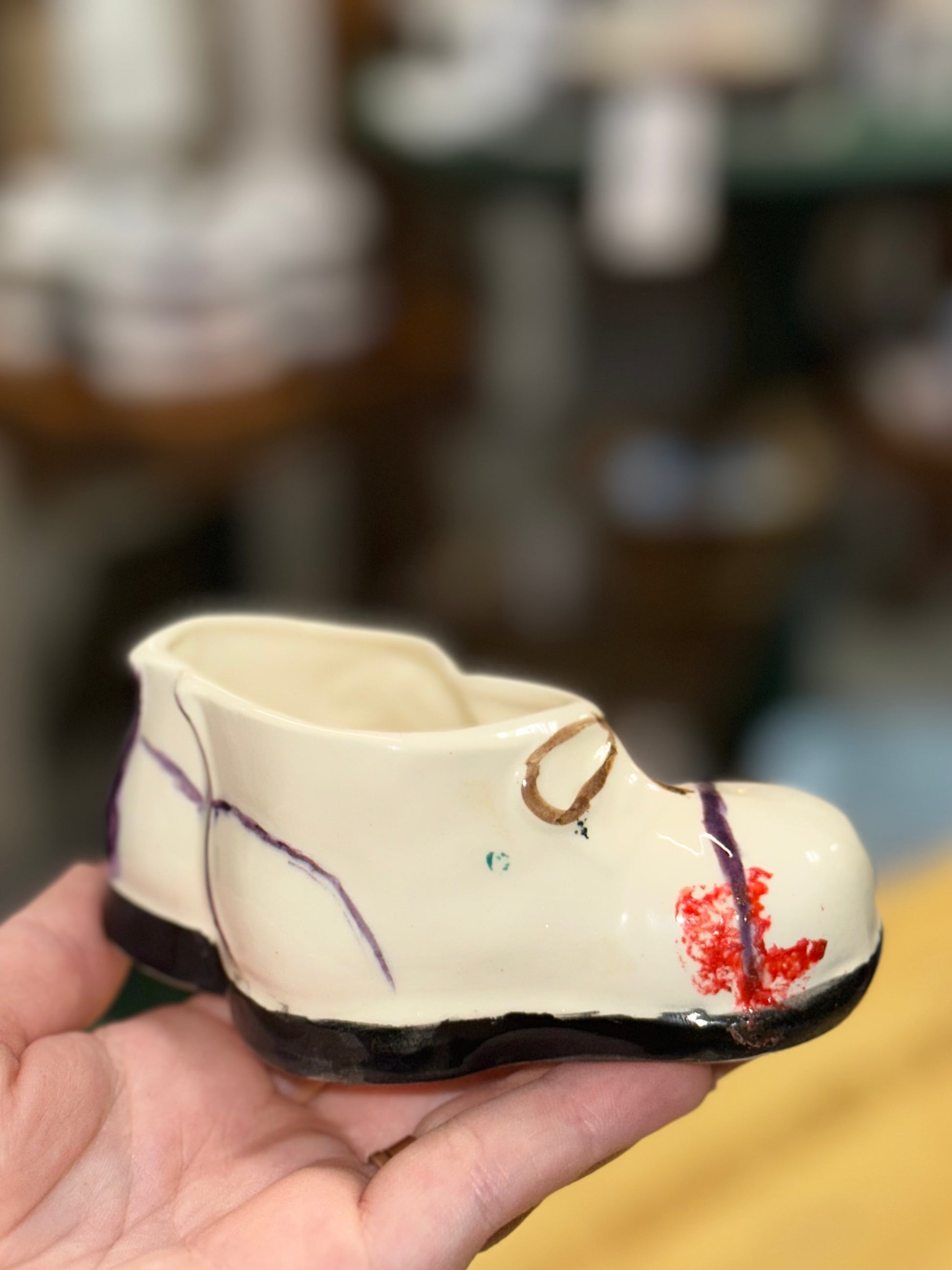 Small ceramic shoe planter 