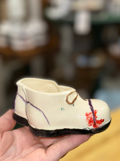 Small ceramic shoe planter 
