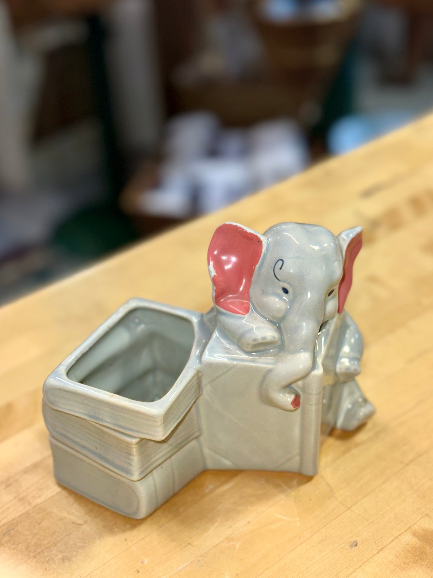 Ceramic grey elephant planter baby room accessories 