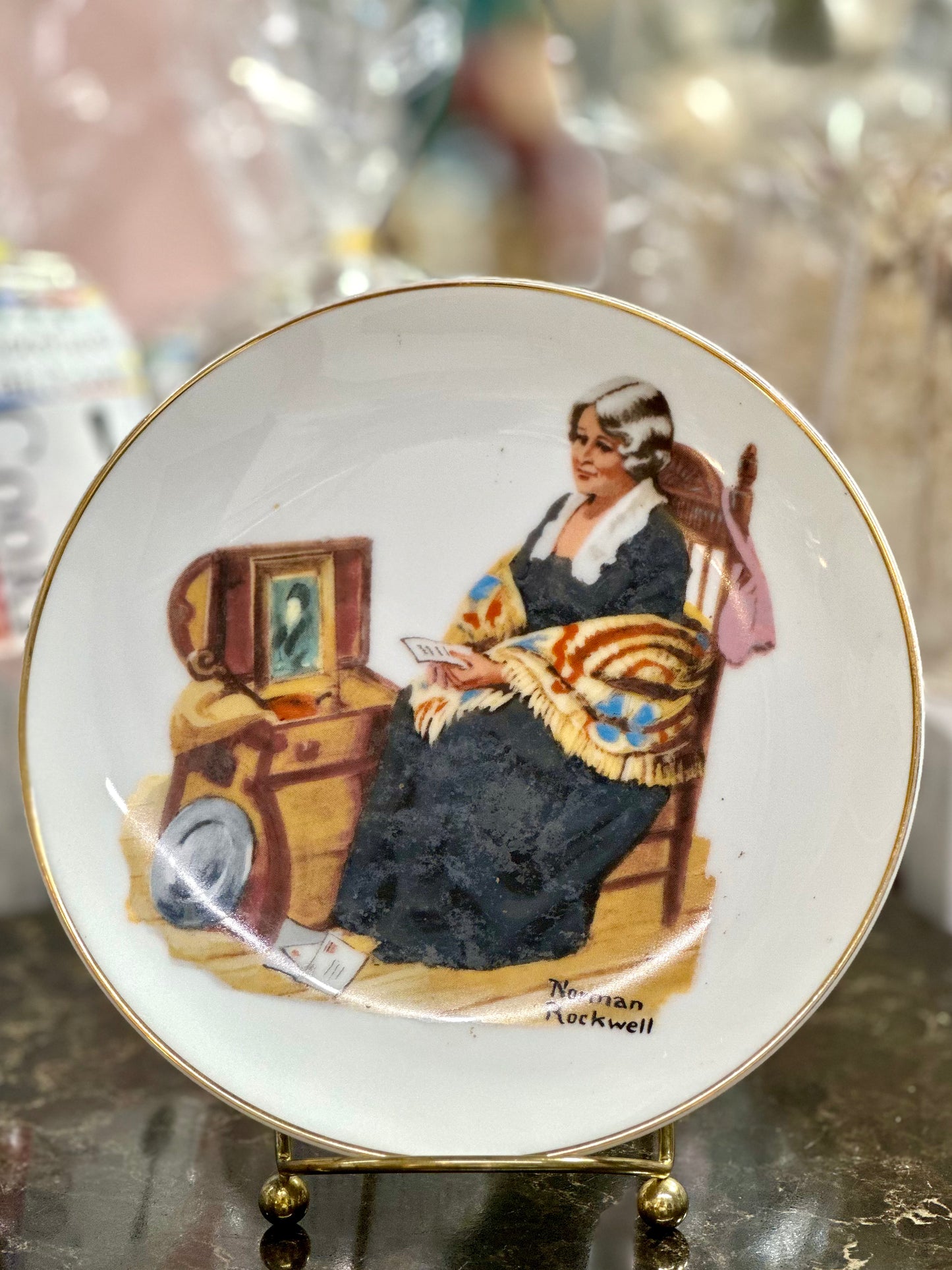 Vintage Norman Rockwell collector plate set featuring Memories 
