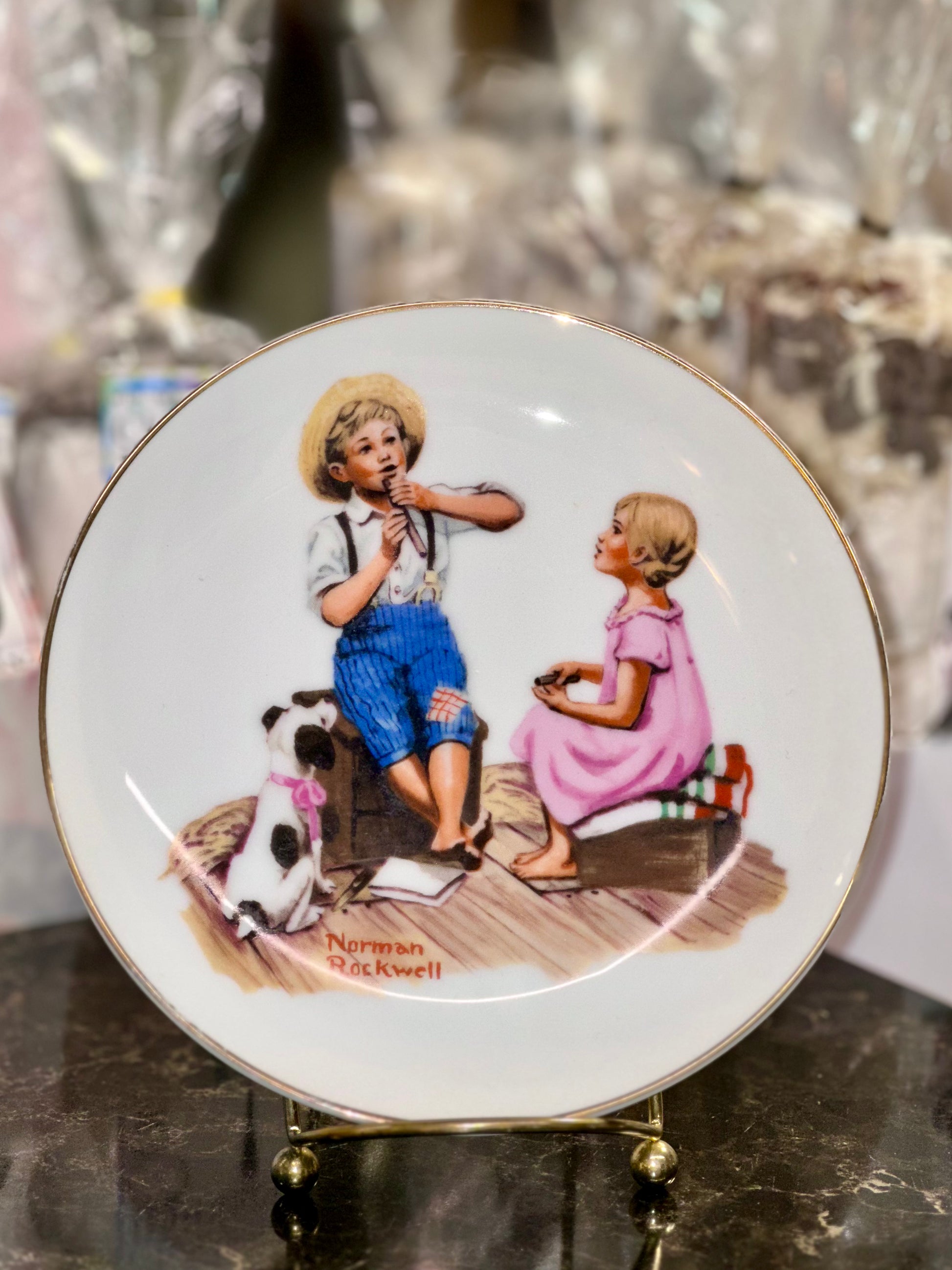 Vintage Norman Rockwell collector plate set featuring Music Master 
