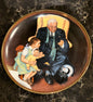 Norman Rockwell Tender Loving Care collector plate front view featuring grandfather and child artwork