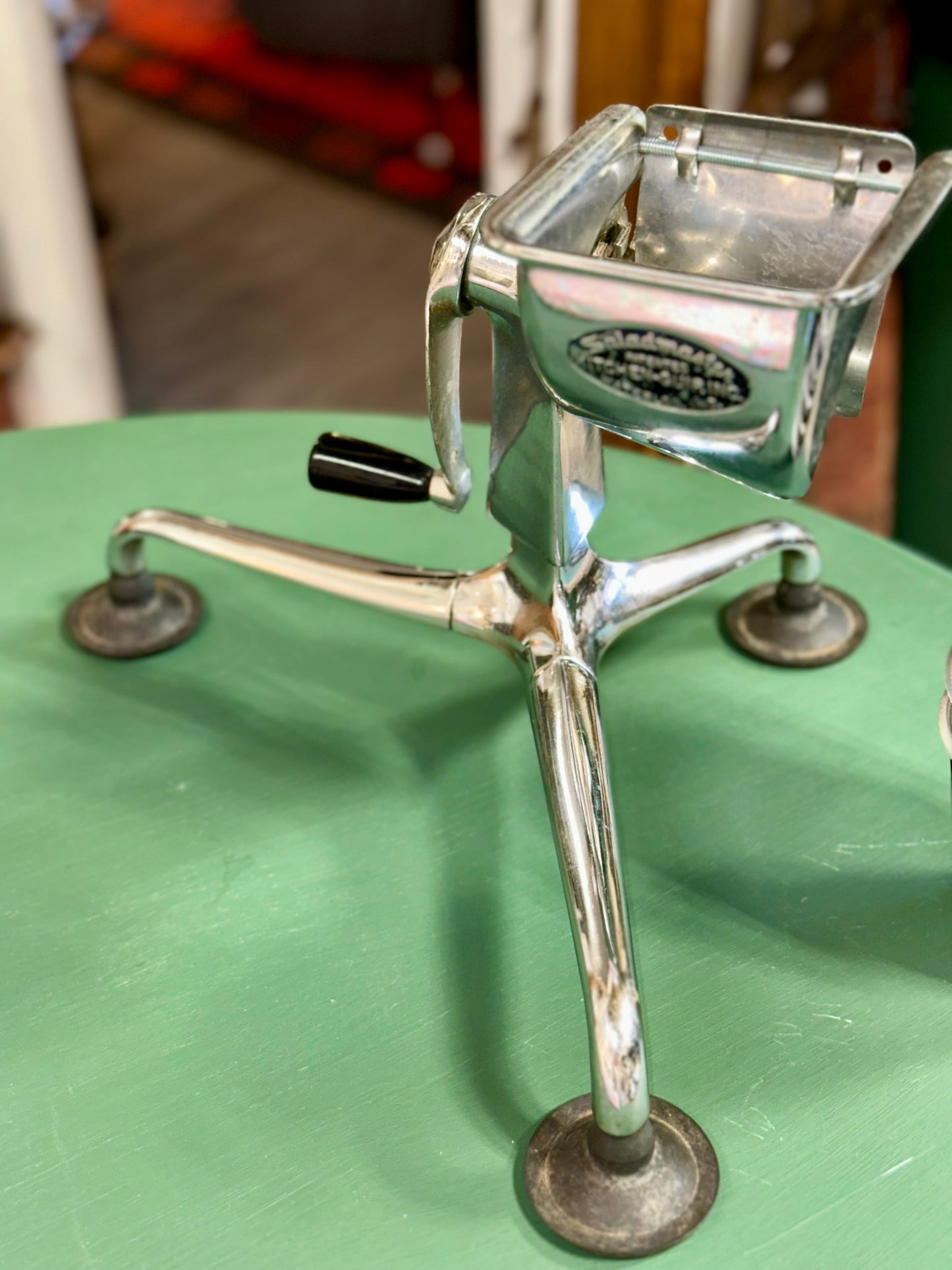 Vintage Kitchen-Quip Saladmaster manual food processor close-up.