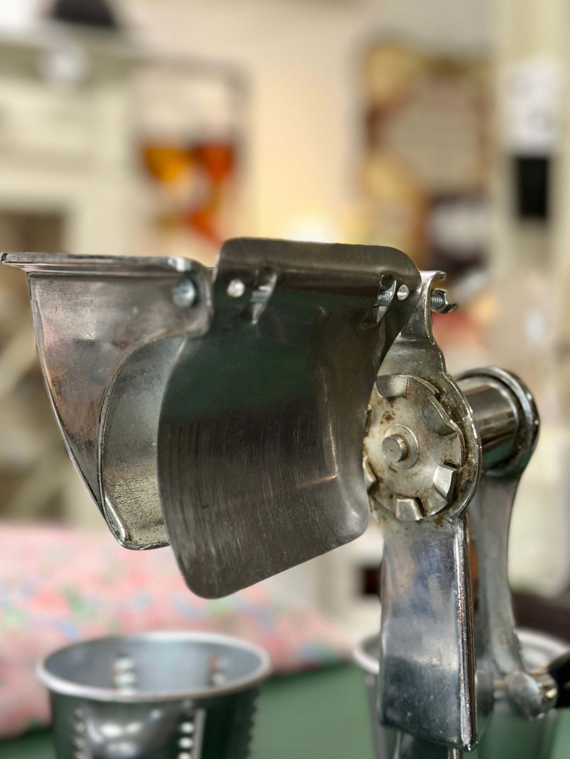 Vintage Saladmaster manual food processor close-up.