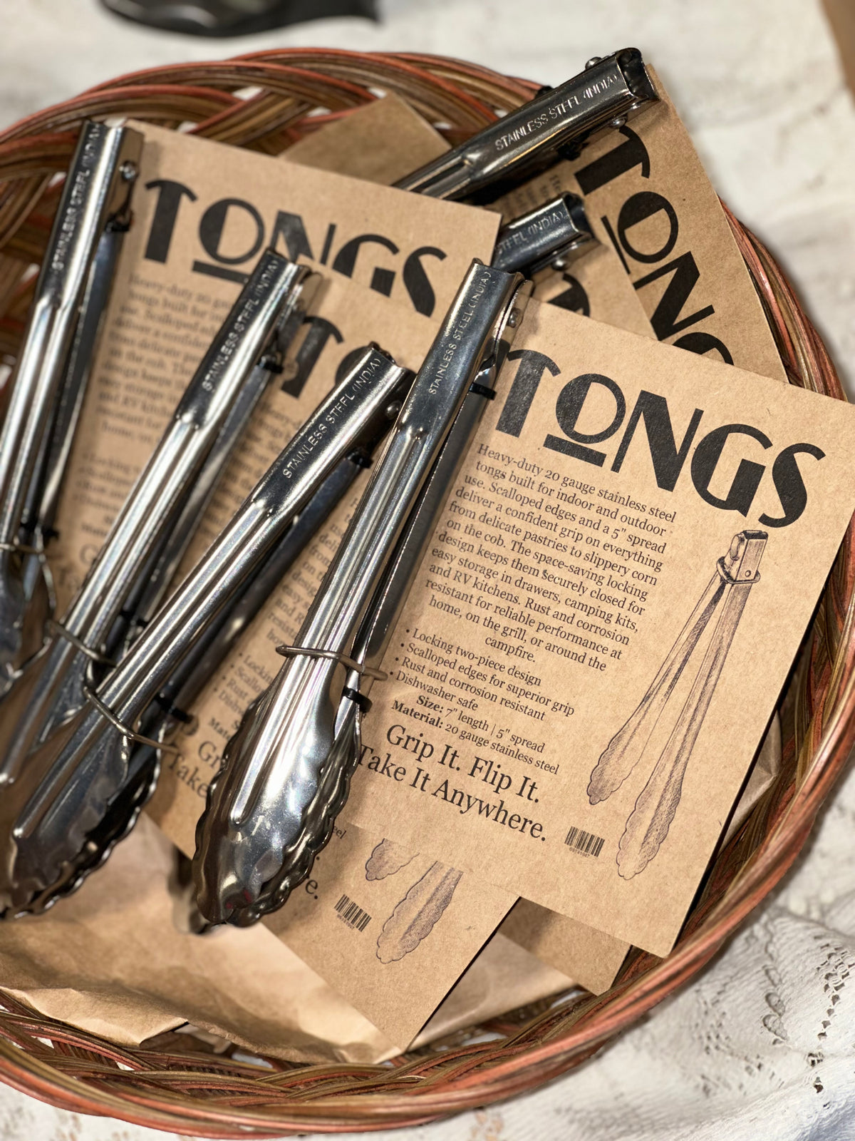 Stainless Steel Utility Tongs  with Locking Design | Perfect for Kitchen, Camping & Grilling