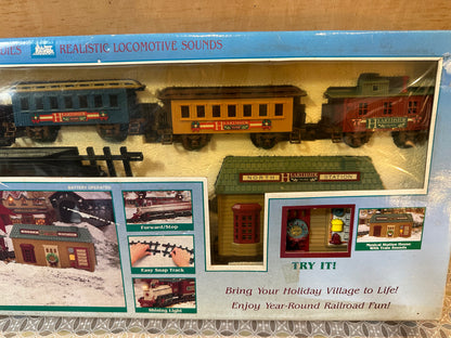 Vintage Hearthside Village Holiday Train Locomotive and Passenger Cars