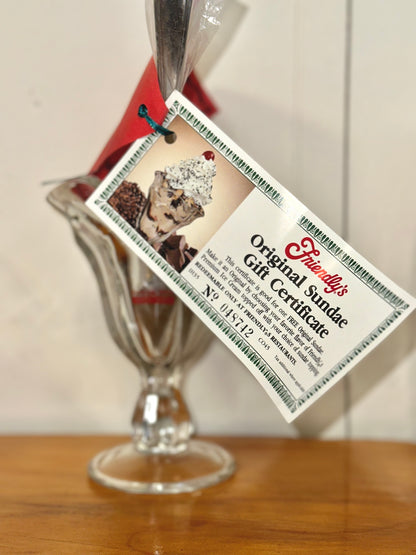 Close-up of Friendly’s original sundae gift certificate