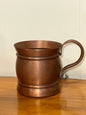 Vintage solid copper tankard mug with rolled rim and rustic curled handle