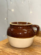 Burgundy and cream rustic stoneware bean pot