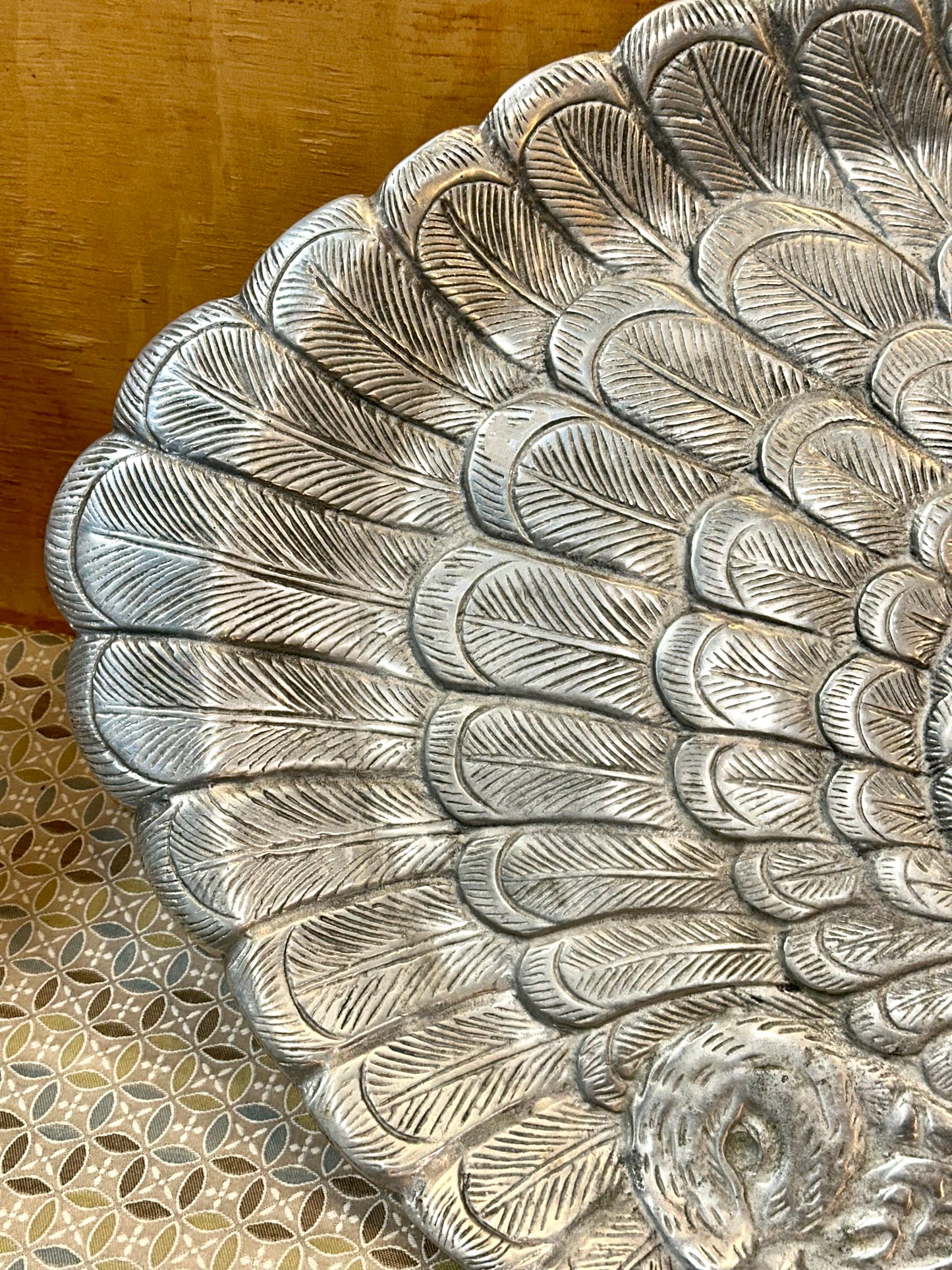 Arthur Court figural turkey platter with detailed feathers