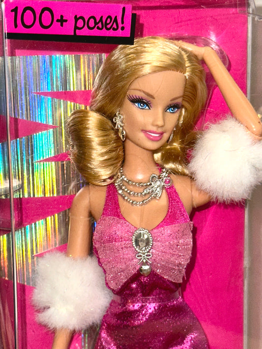 2009 Barbie Fashionistas Glam Doll R9878 in pink sequin dress
