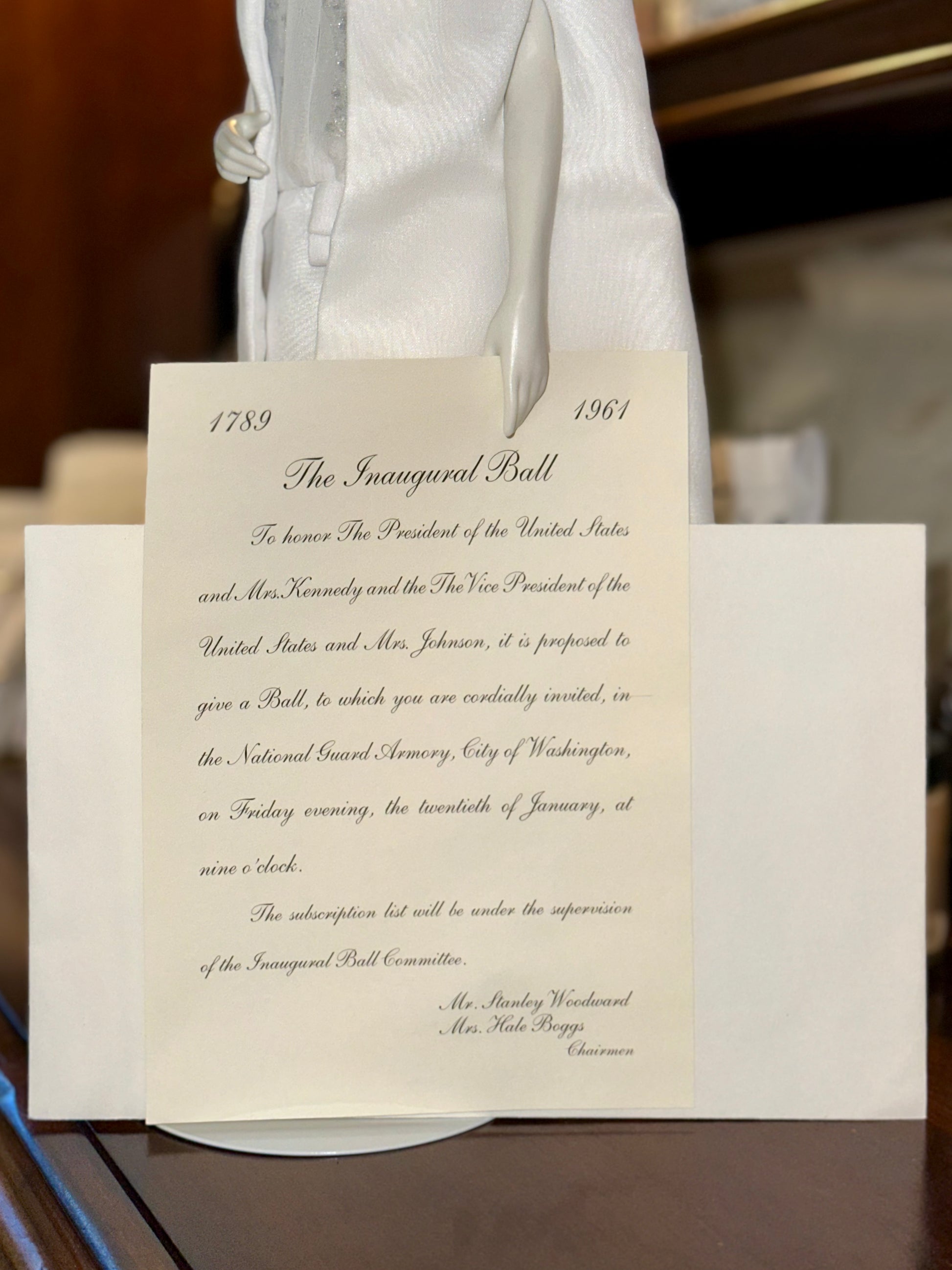 Franklin Mint Jacqueline Kennedy collectible doll invitation letter