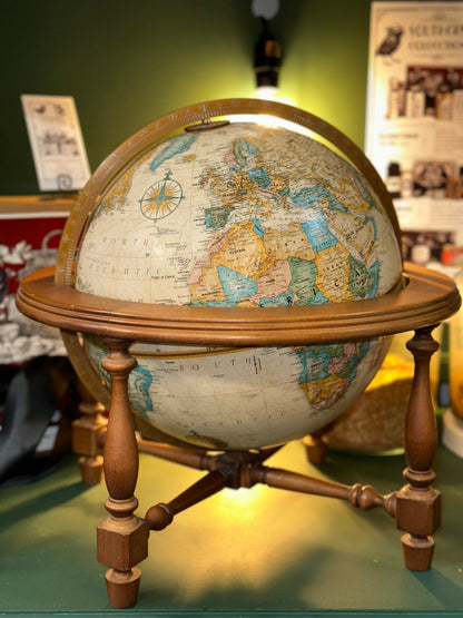 Vintage globe displaying Europe and Africa