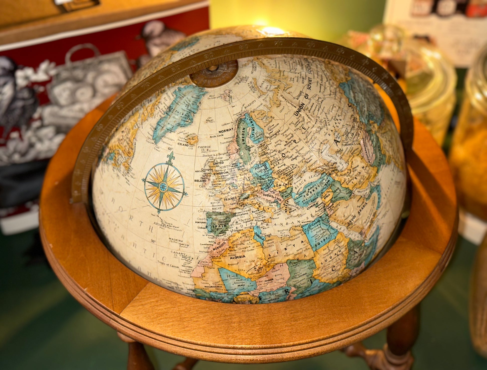 Historical world map globe 