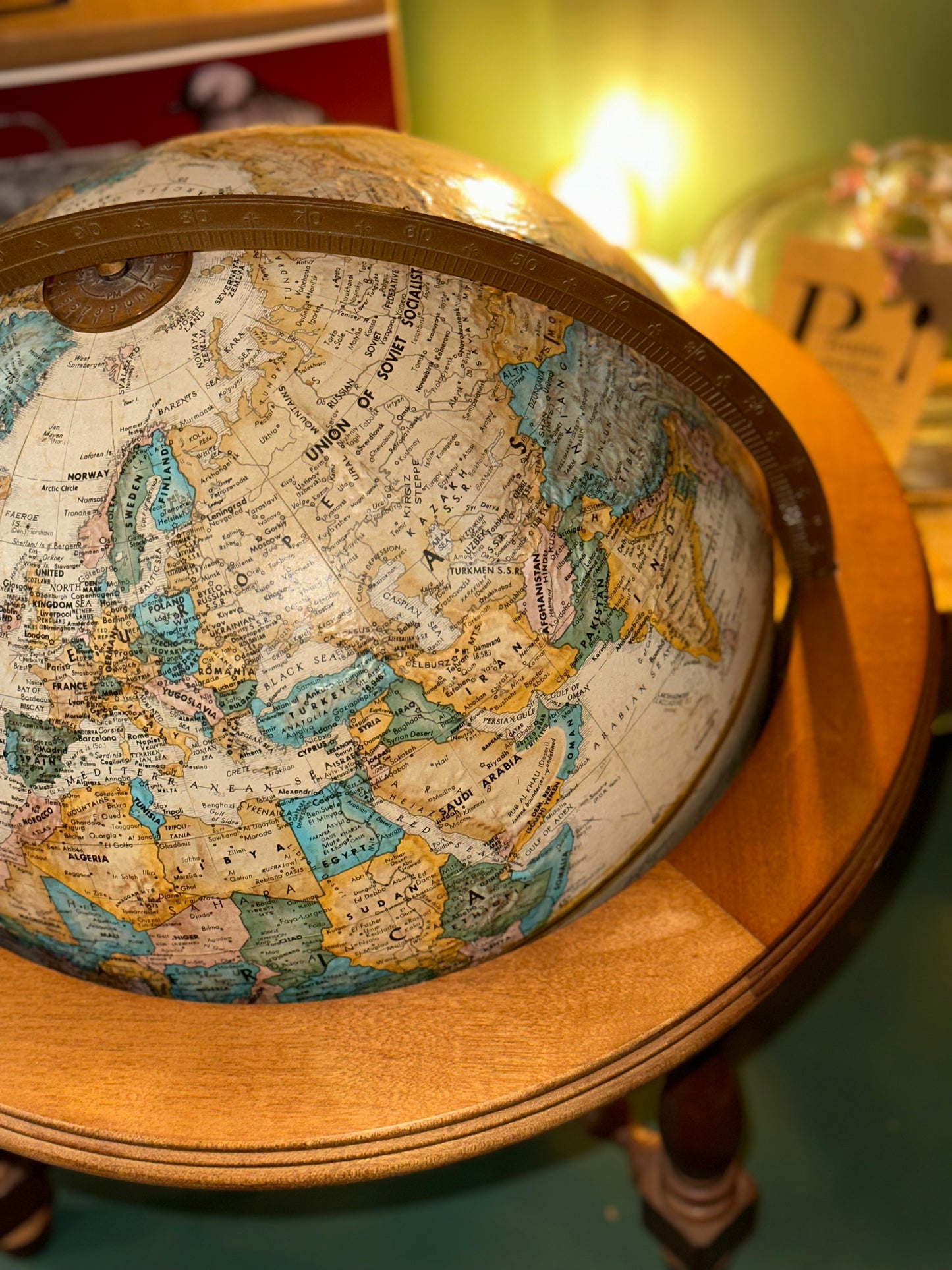Historical world map globe vintage decor