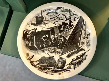 Vintage Wedgwood Codfishing plate angled view 