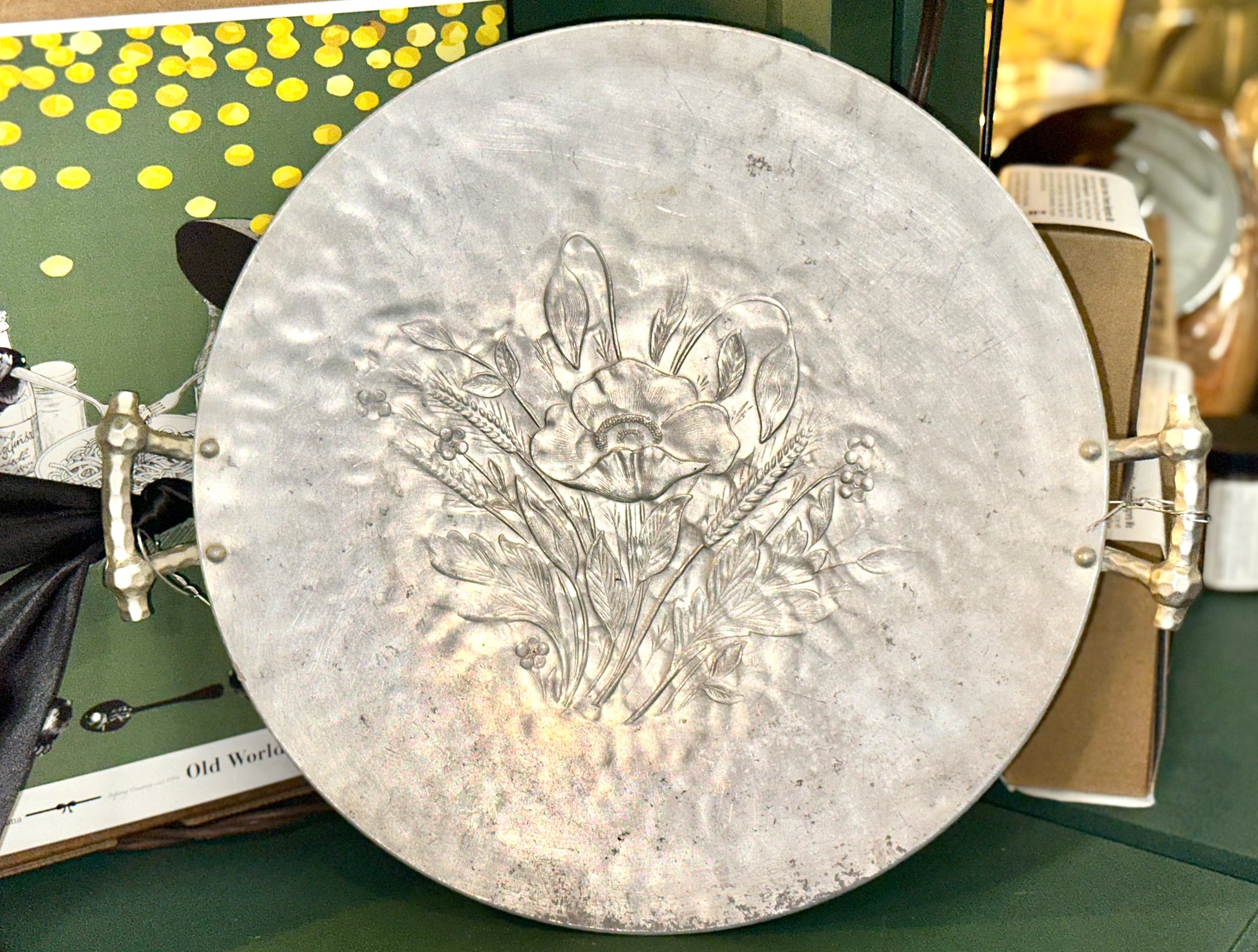 Vintage 1979 Arthur Court aluminum serving tray with wheat design