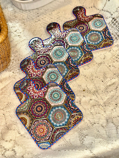 Blue mosaic mini decorative boards with colorful pattern