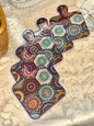 Blue mosaic mini decorative boards with colorful pattern
