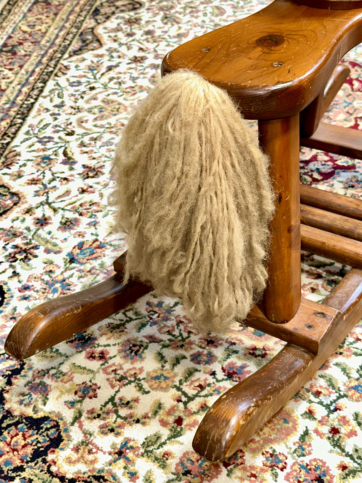 wooden horse rocker with mane and tail