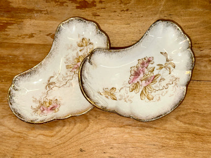 Crescent shaped antique bone dishes