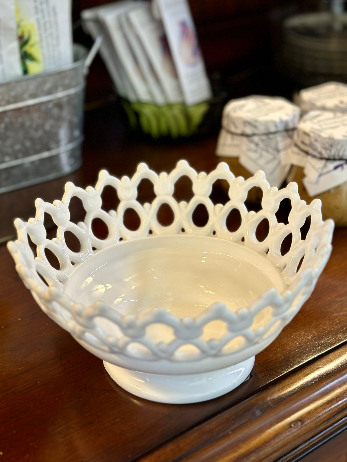 White milk glass decorative serving tray vintage style