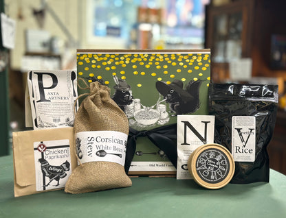 Old World Comfort Gift Box
Pasta Partners 
Corsican White Bean Stew  
Venitian Rice 
Wine & Cheese Spices  
Paprikash 
Nutmeg  