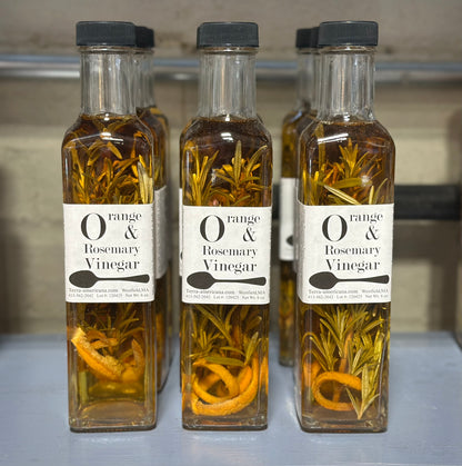 Terra Americana orange rosemary vinegar label - aged apple cider vinegar with orange and herbs