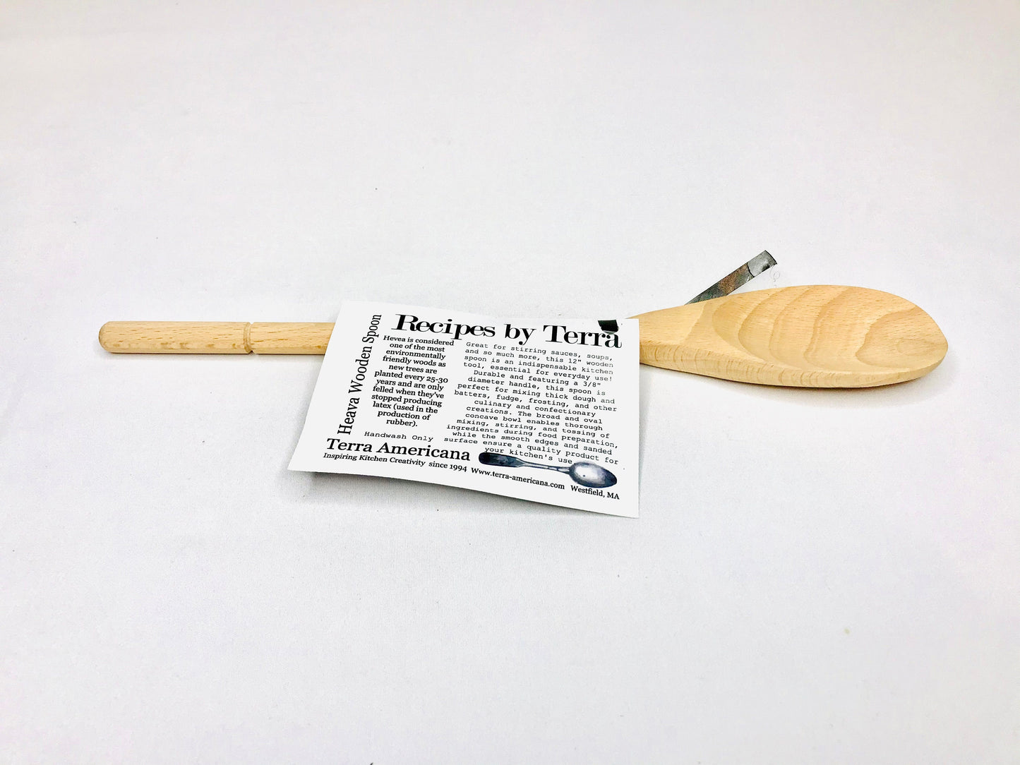 Hevea Wood Spoon with Attached Recipe Card