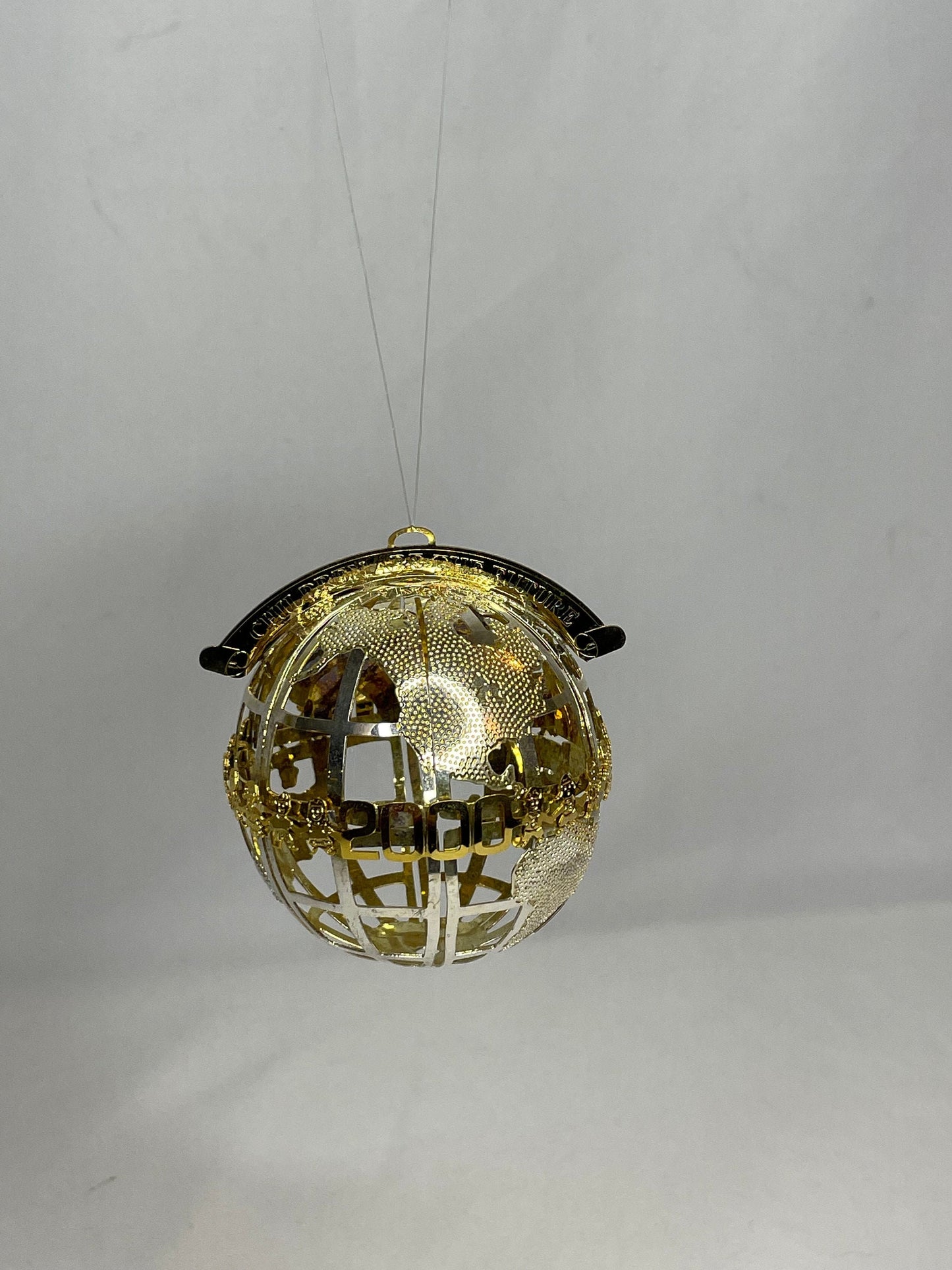 Vintage Wallace Silversmiths Millennium 2000 Globe Ornament / "Children Are The Future"