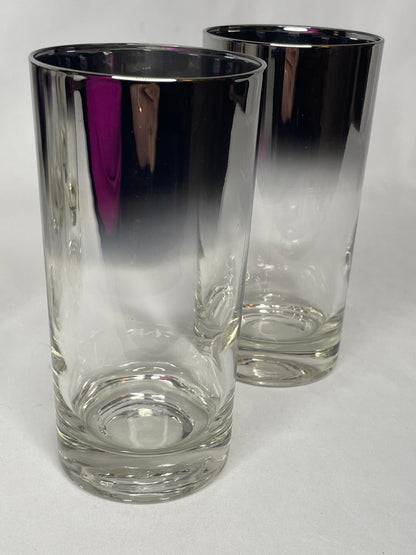 Vintage Silver Tall Mirror Cocktail Glasses/Barware Glasses Set of 8