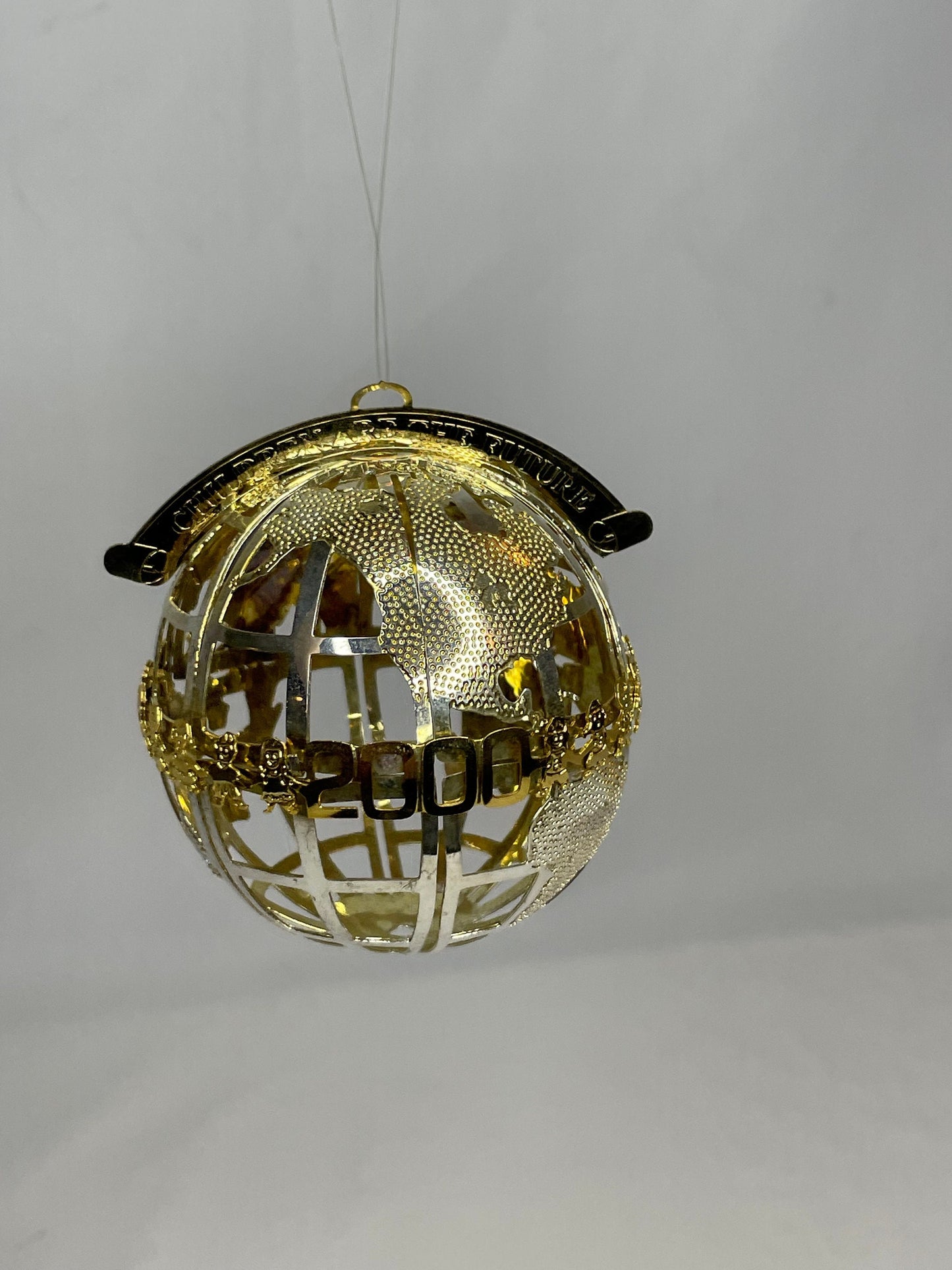 Vintage Wallace Silversmiths Millennium 2000 Globe Ornament / "Children Are The Future"