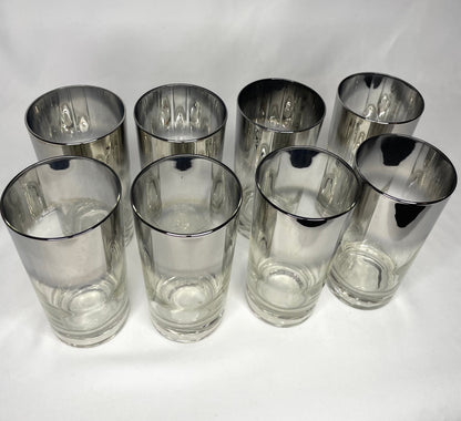 Vintage Silver Tall Mirror Cocktail Glasses/Barware Glasses Set of 8